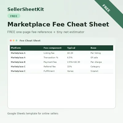 Free marketplace fee cheat sheet preview