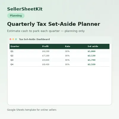 Quarterly Tax Set-Aside Planner spreadsheet preview